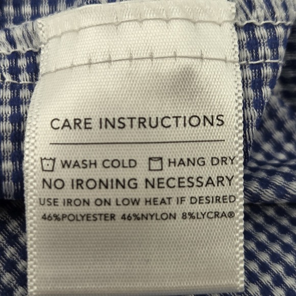 Mizzen+Main Spinnaker Collection Blue Gingham L/S Shirt XL Trim Fit Performance - Picture 7 of 8